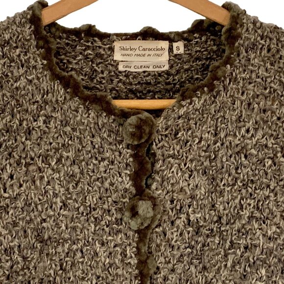 Bespoke Italian Gray Cardigan Sweater Boiled Wool Shirley Carraciolo Size Small - Picture 2 of 9